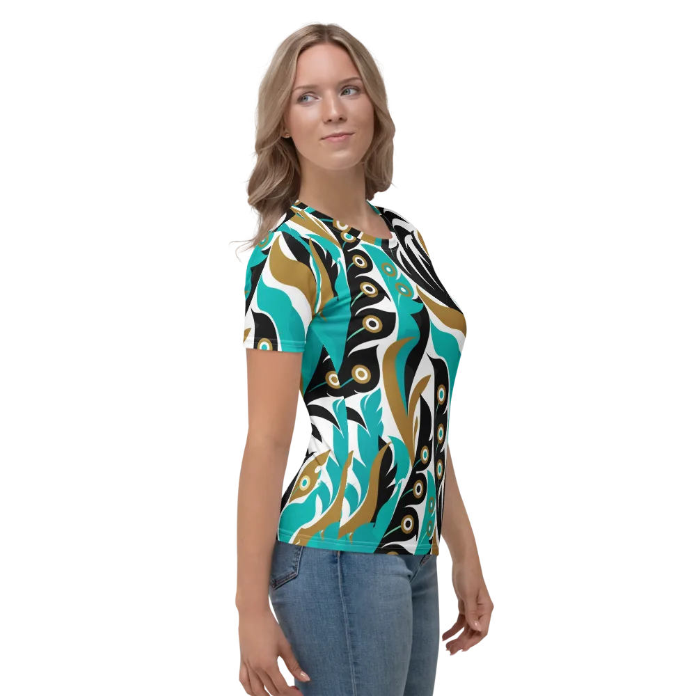Golden Eyelet on Women's Crew Neck T-Shirt — Right