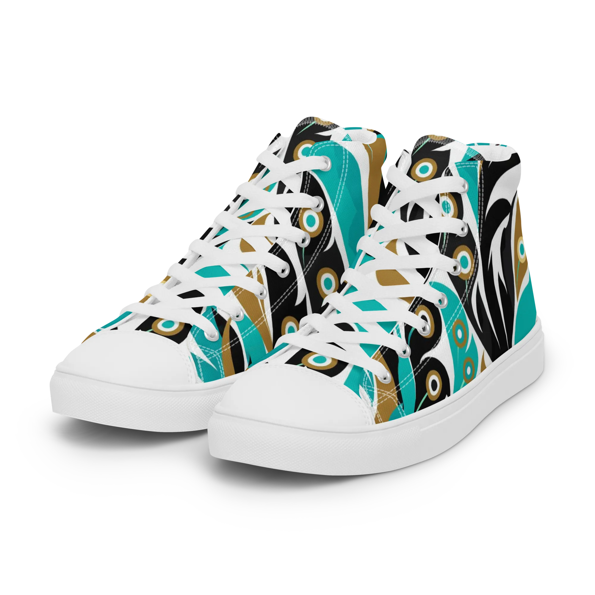 Golden Eyelet on Women's High Top Canvas Shoes — Left Front