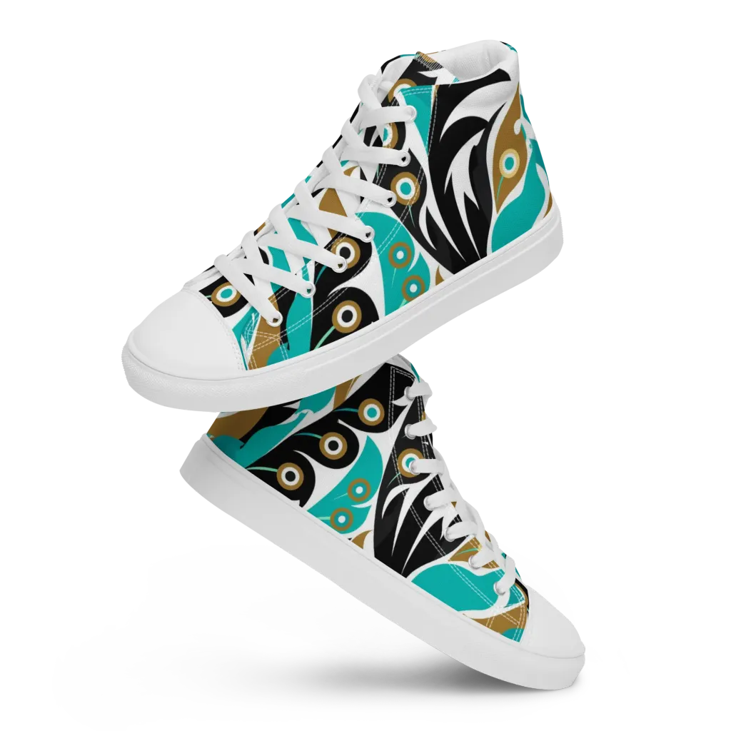 Golden Eyelet on Women's High Top Canvas Shoes — Front