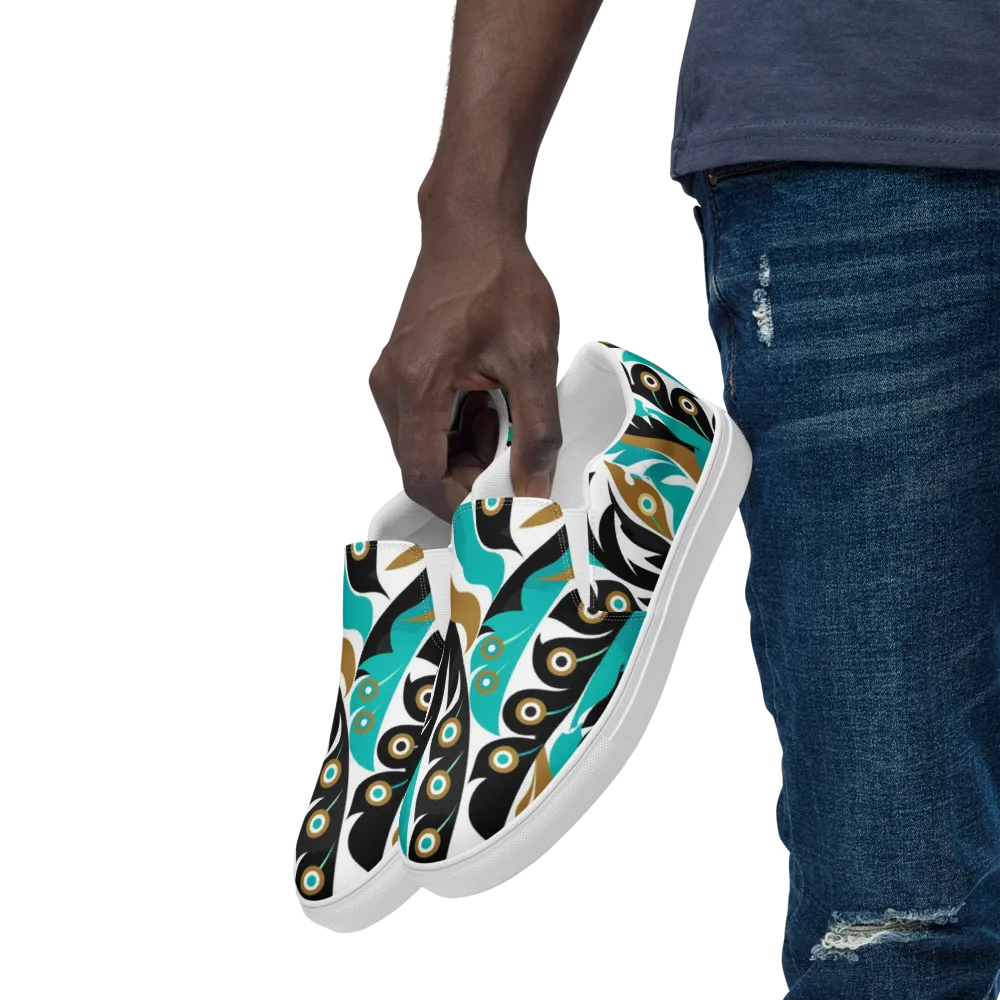 Golden Eyelet on Men's Slip-On Canvas Shoes — Left Front