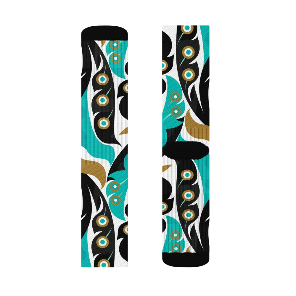 Golden Eyelet on Socks — Right Sock