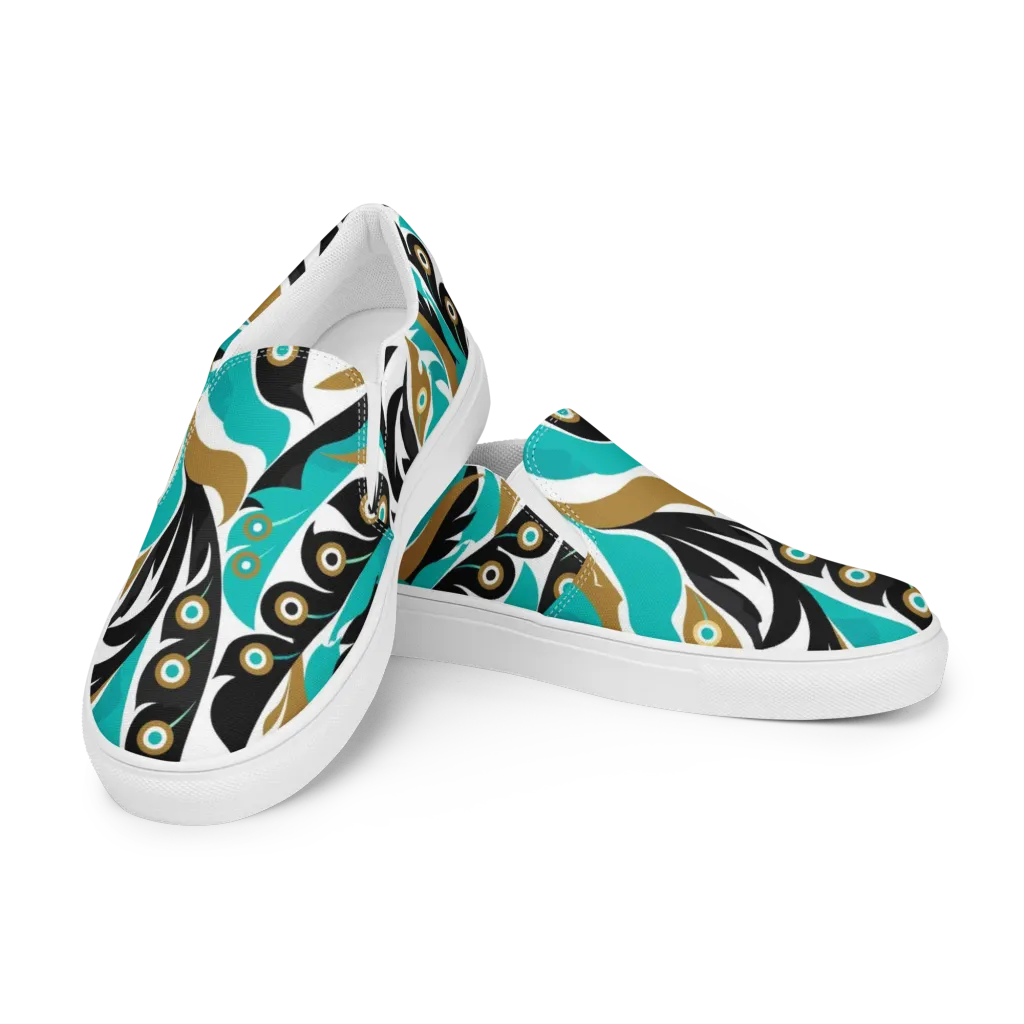 Golden Eyelet on Women's Slip-On Canvas Shoes — Left Front