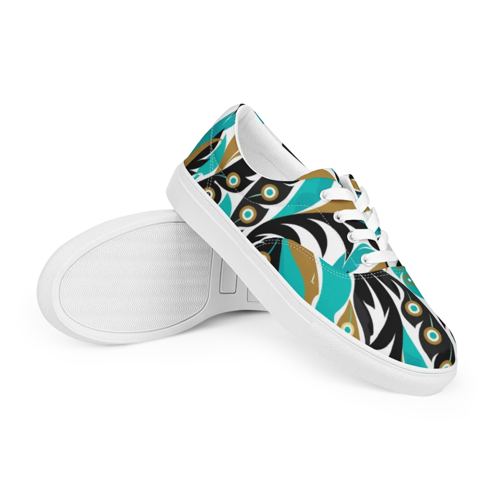 Golden Eyelet on Men's Lace-Up Canvas Shoes — Right Front