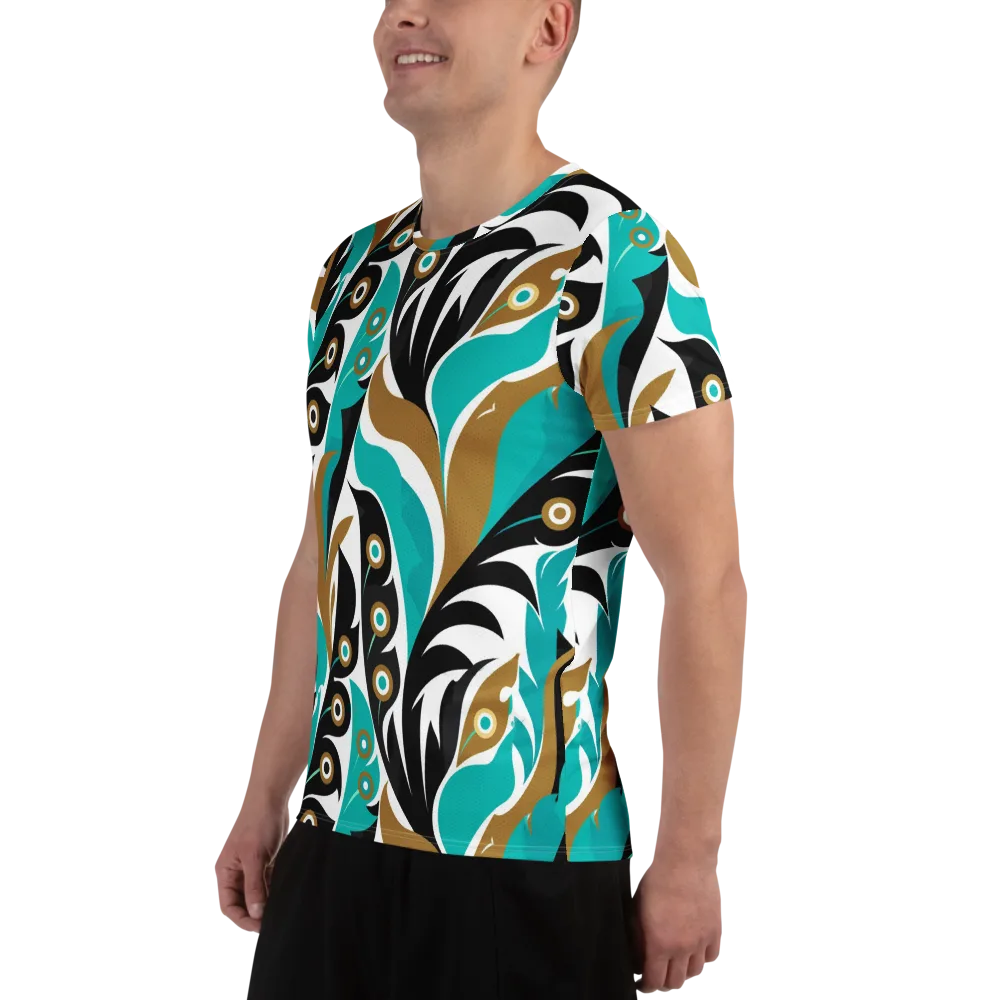 Golden Eyelet on Men's Athletic T-Shirt — Left