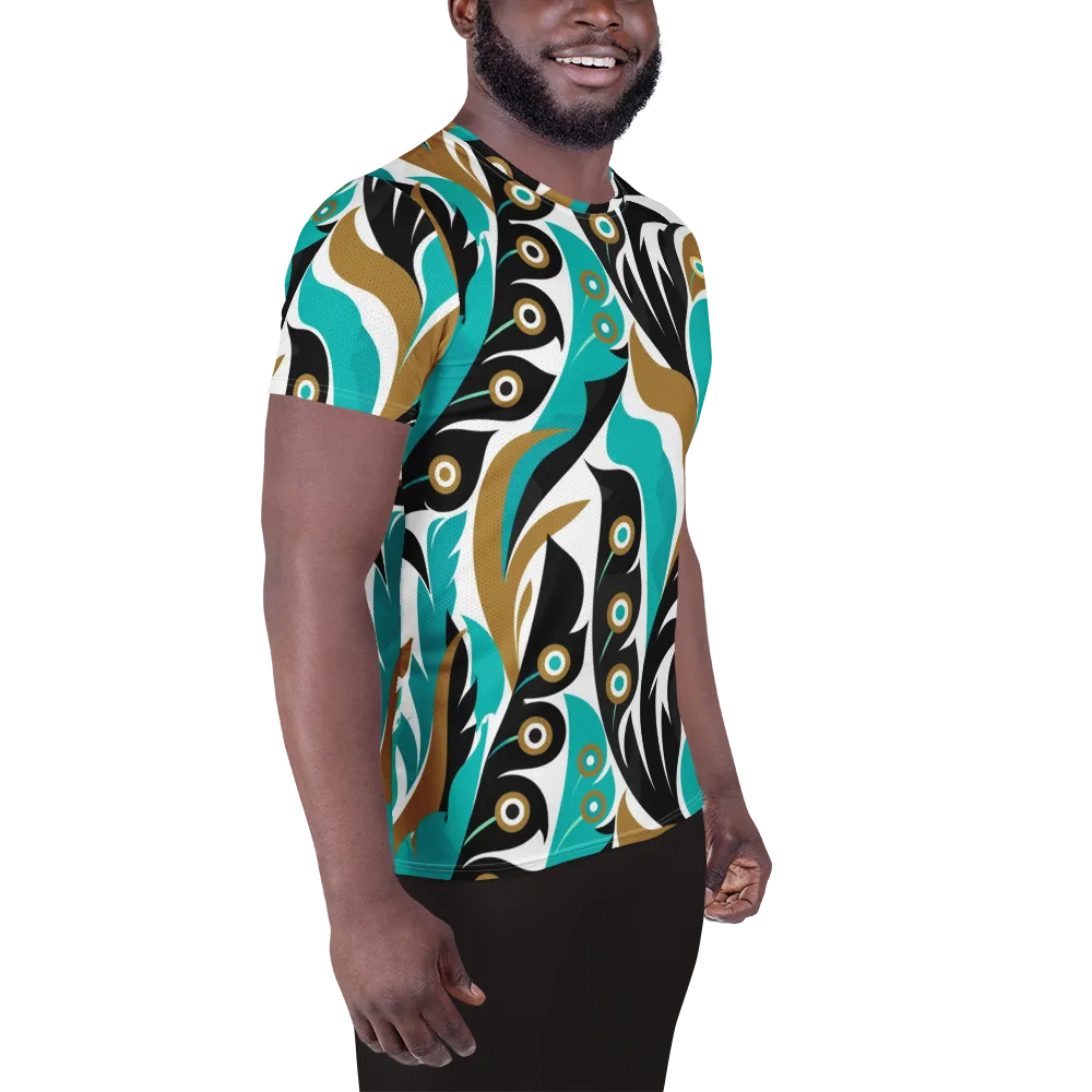 Golden Eyelet on Men's Athletic T-Shirt — Right