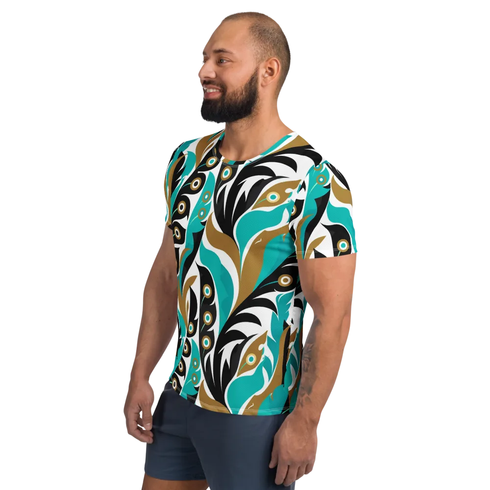 Golden Eyelet on Men's Athletic T-Shirt — Left
