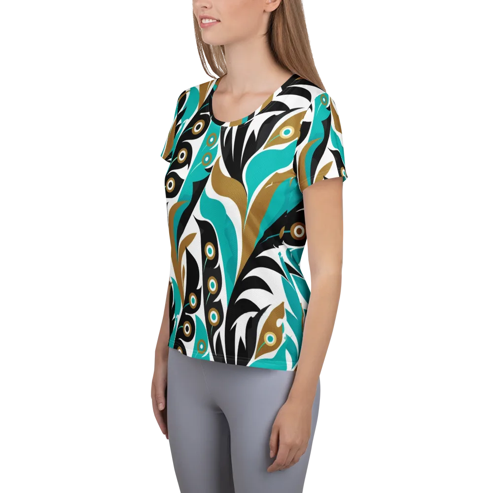 Golden Eyelet on Women's Athletic T-Shirt — Left