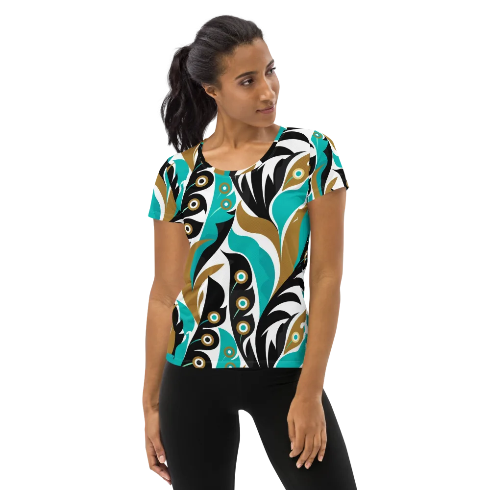 Golden Eyelet on Women's Athletic T-Shirt — Front