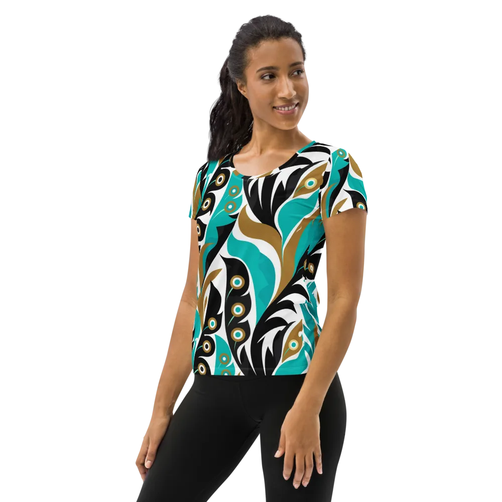 Golden Eyelet on Women's Athletic T-Shirt — Left