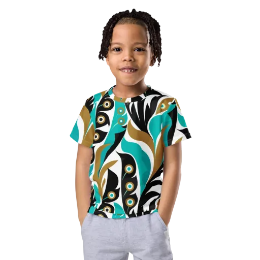 Golden Eyelet on a Kids Crew Neck T-Shirt