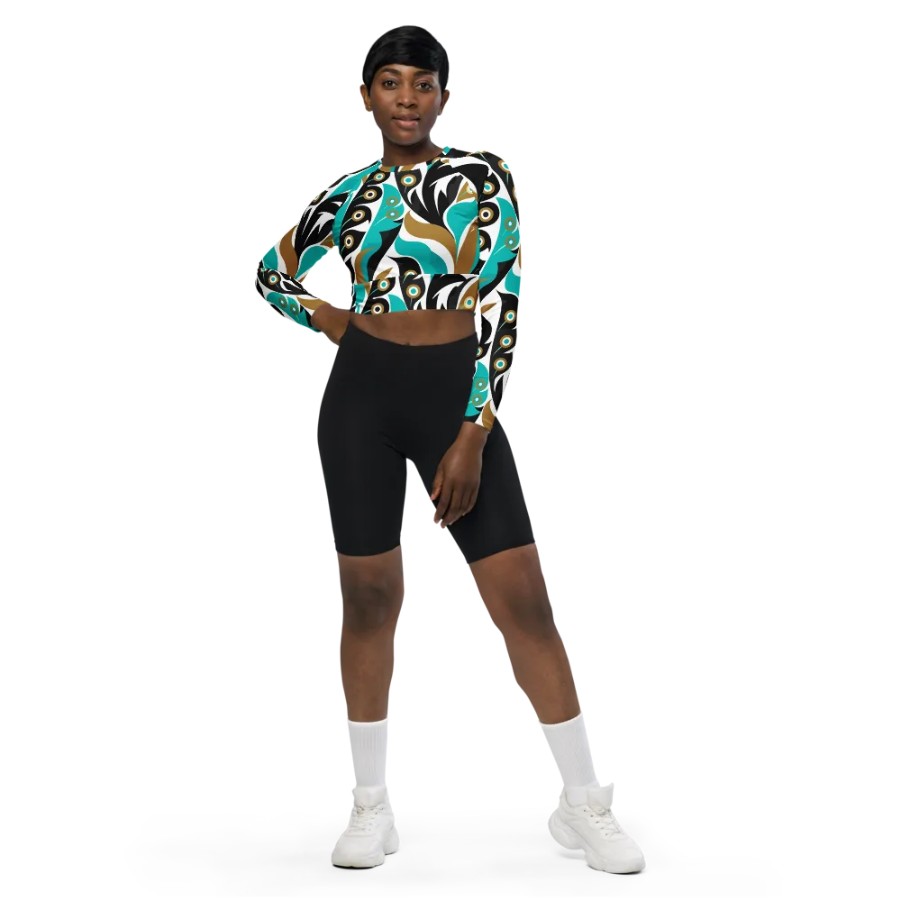 Golden Eyelet on Long Sleeve Crop Top — Front