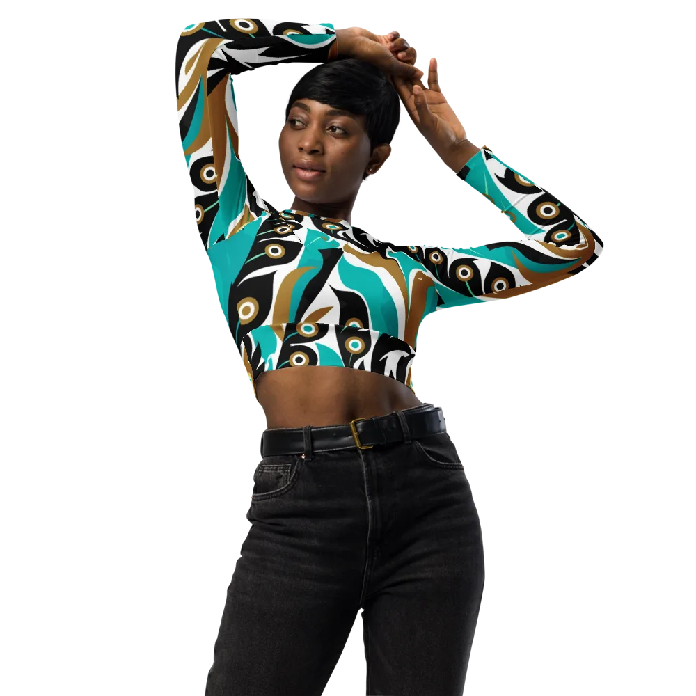 Golden Eyelet on Long Sleeve Crop Top — Front