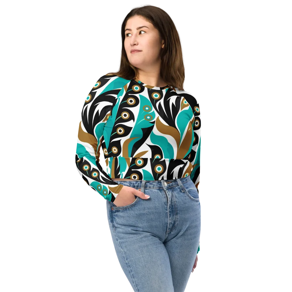 Golden Eyelet on Long Sleeve Crop Top — Front