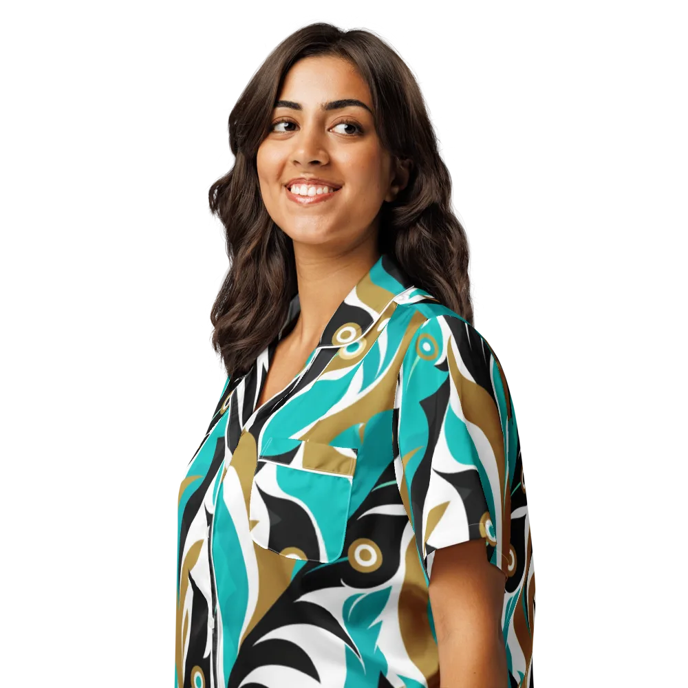 Golden Eyelet on Women's Short Sleeve Pajama Top — Left Front