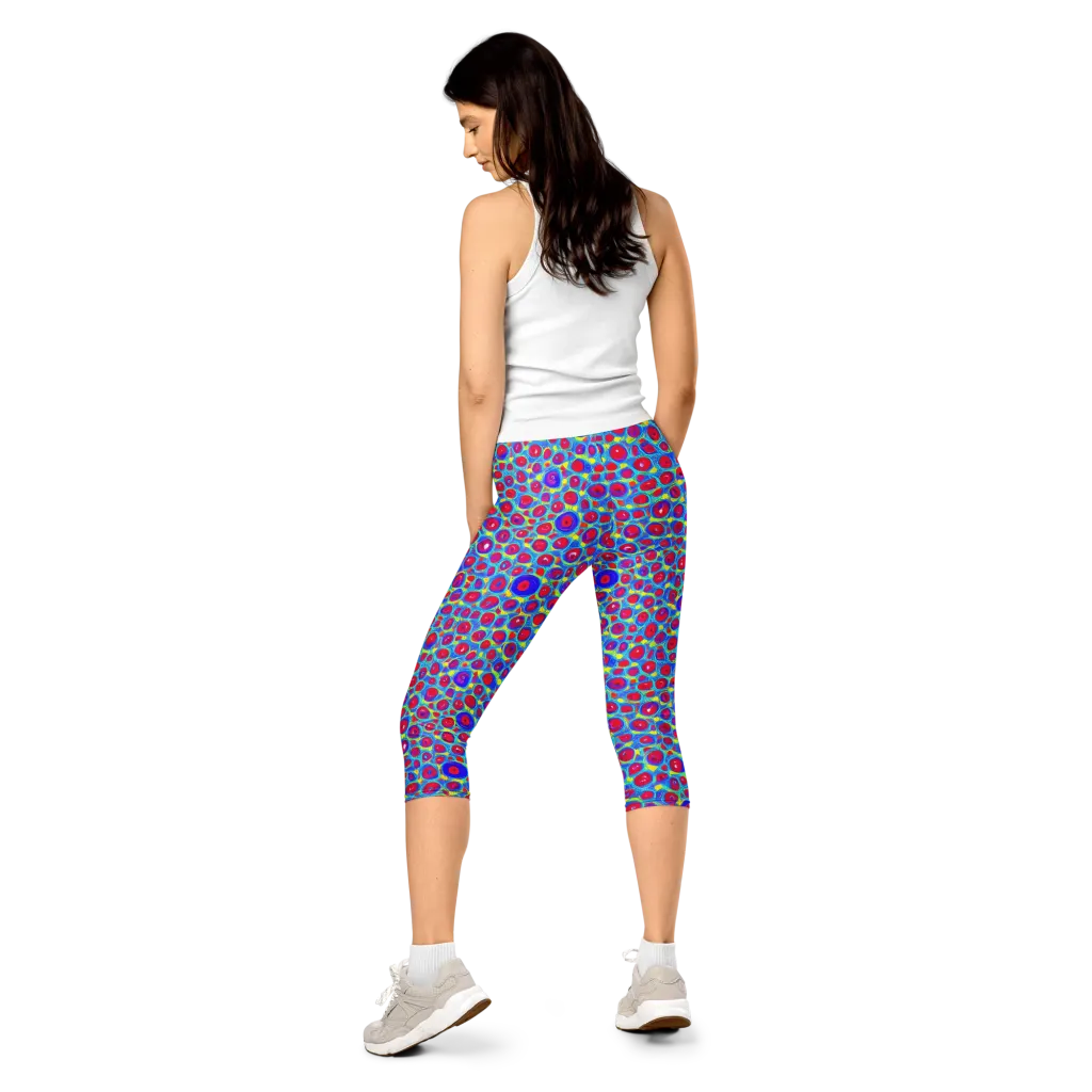 Neon Pebble Riot on Capri Leggings — Back