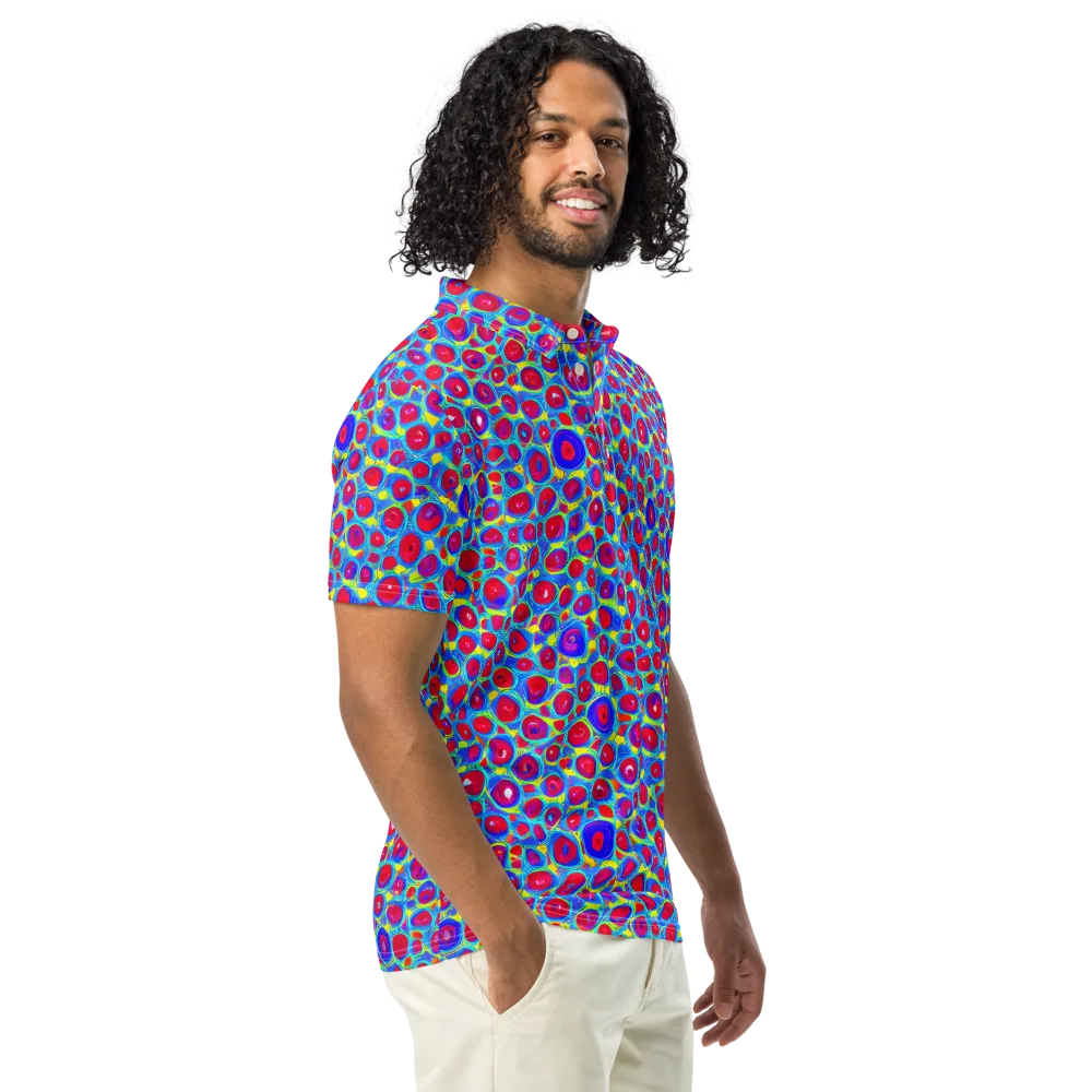 Neon Pebble Riot on Men's Slim Fit Polo Shirt — Right Front