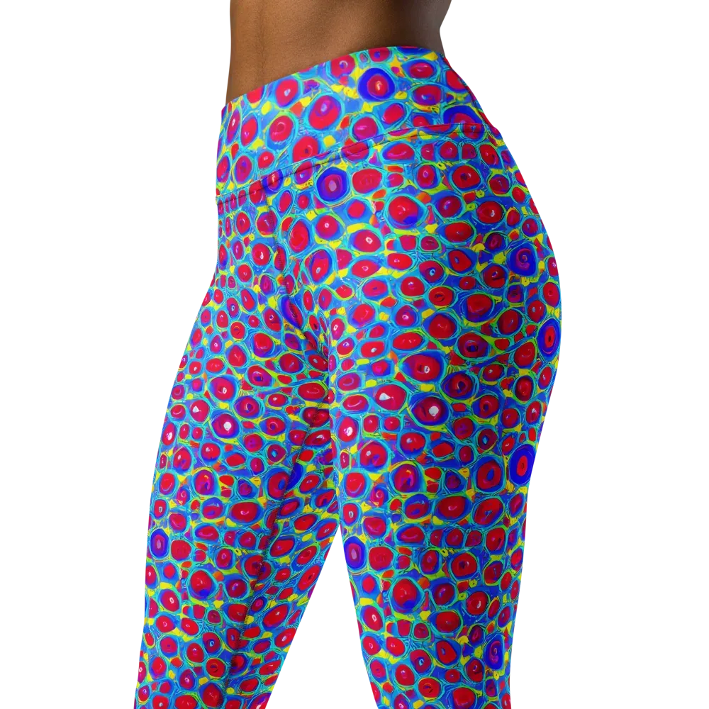 Neon Pebble Riot on Yoga Leggings — Left Front