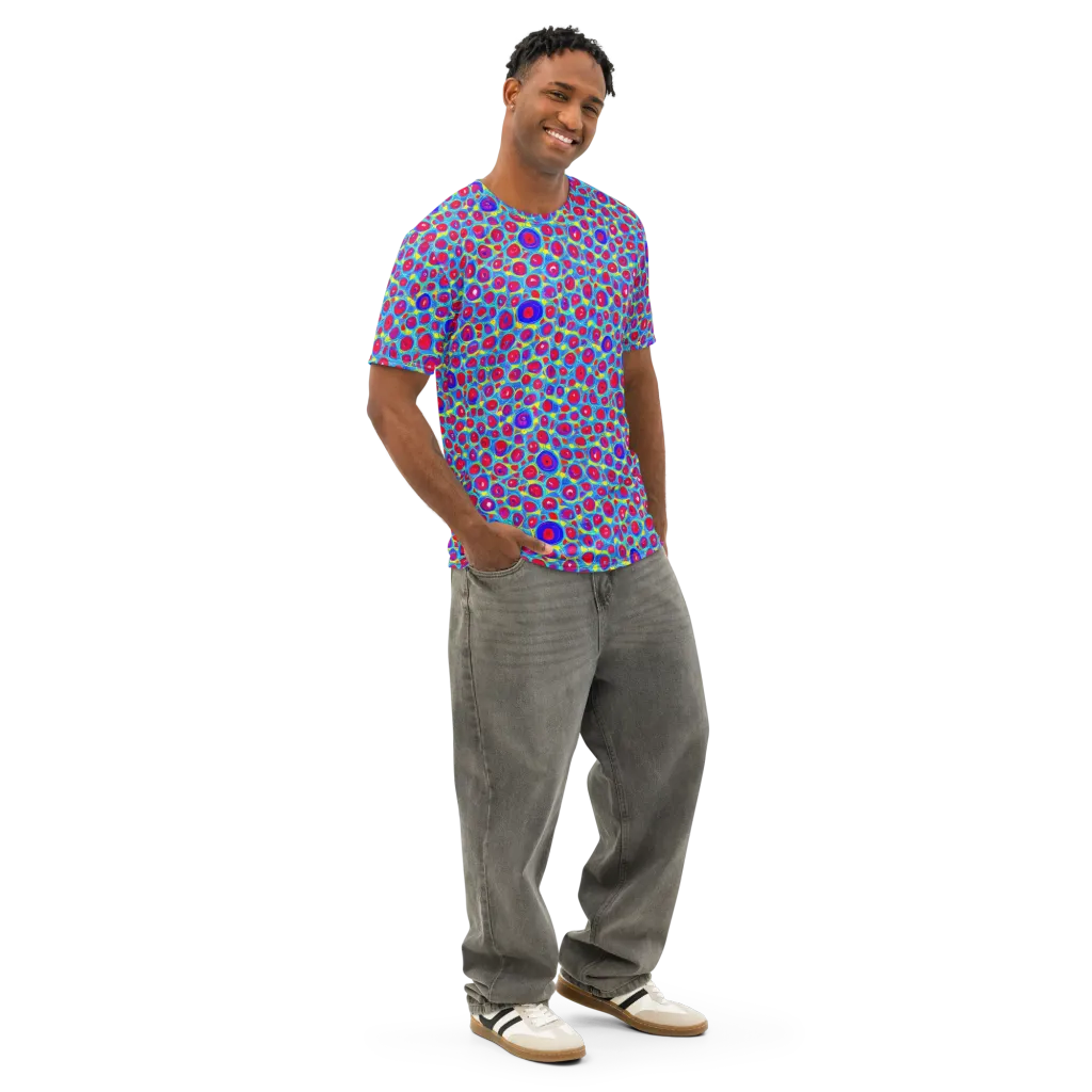 Neon Pebble Riot on Men's Cotton Crew Neck T-Shirt — Right Front
