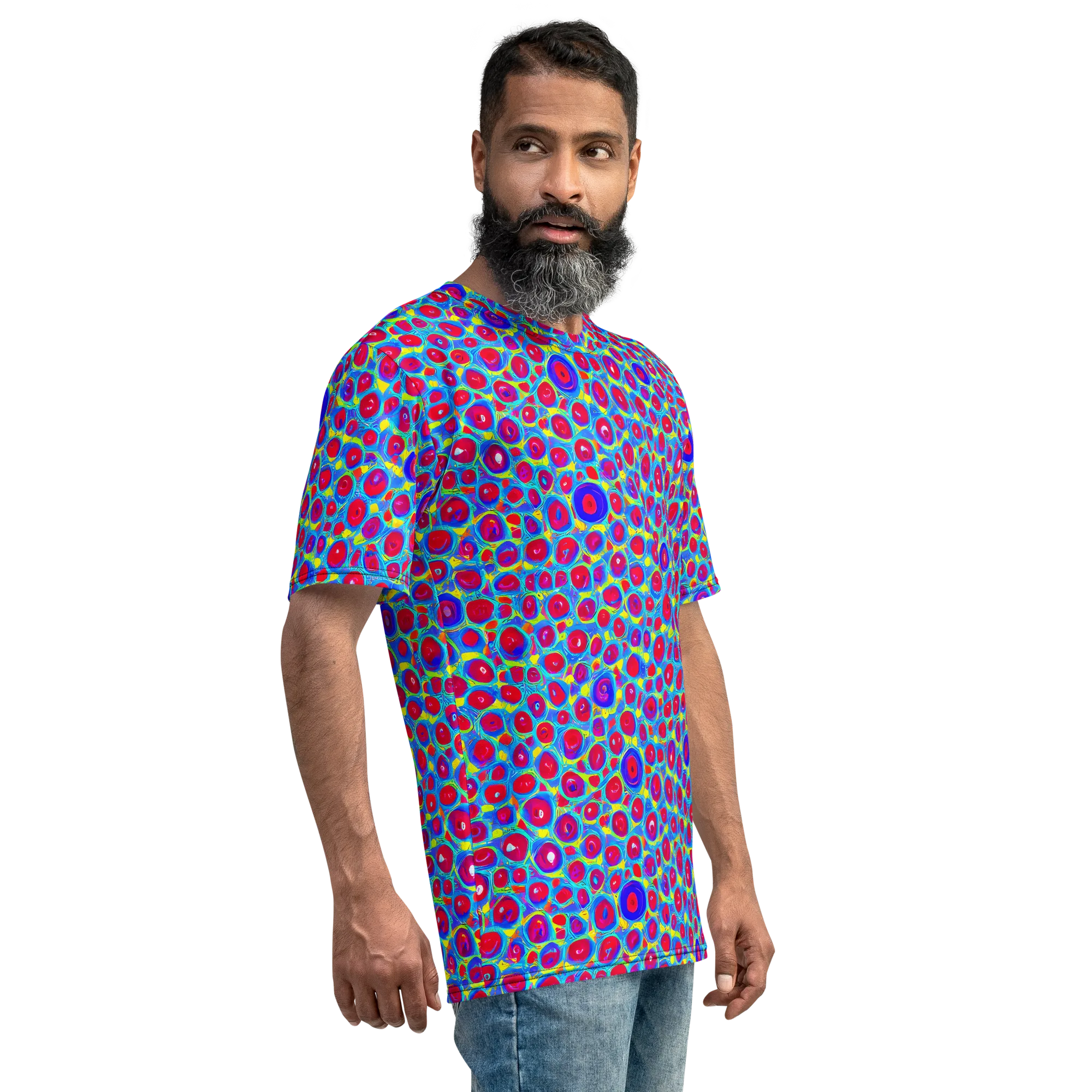 Neon Pebble Riot on Men's Crew Neck T-Shirt — Right
