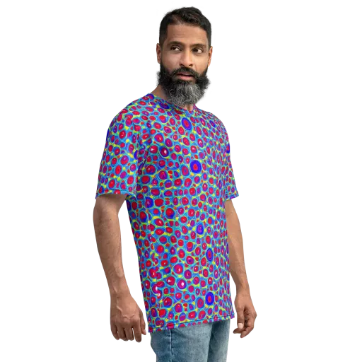 Neon Pebble Riot on a Men's Crew Neck T-Shirt