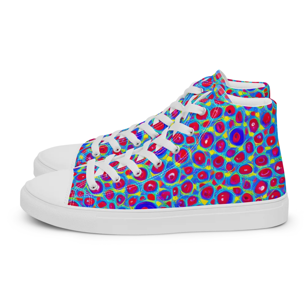 Neon Pebble Riot on Men's High Top Canvas Shoes — Left