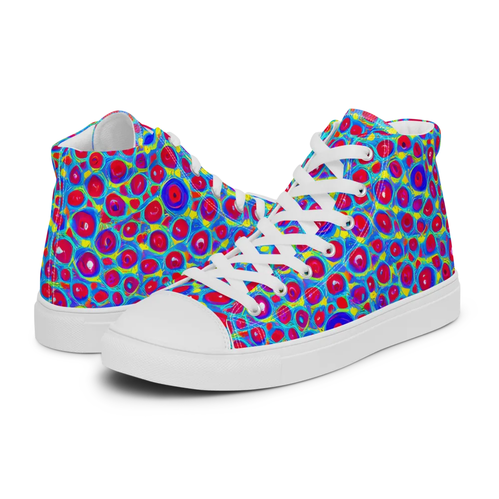 Neon Pebble Riot on Men's High Top Canvas Shoes — Left