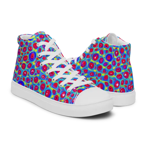 Neon Pebble Riot on a Men's High Top Canvas Shoes