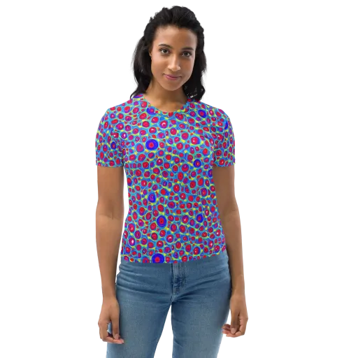 Neon Pebble Riot on a Women's Crew Neck T-Shirt