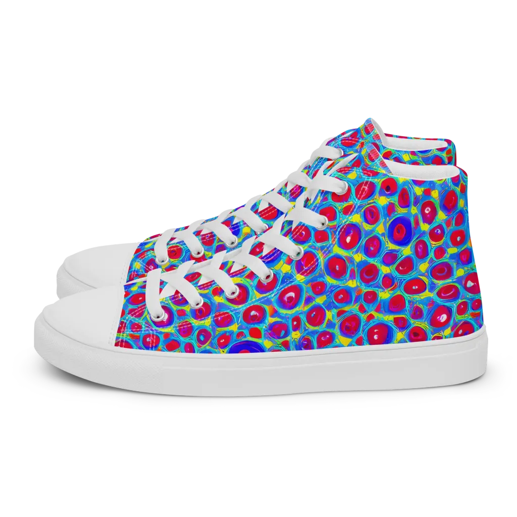 Neon Pebble Riot on Women's High Top Canvas Shoes — Left