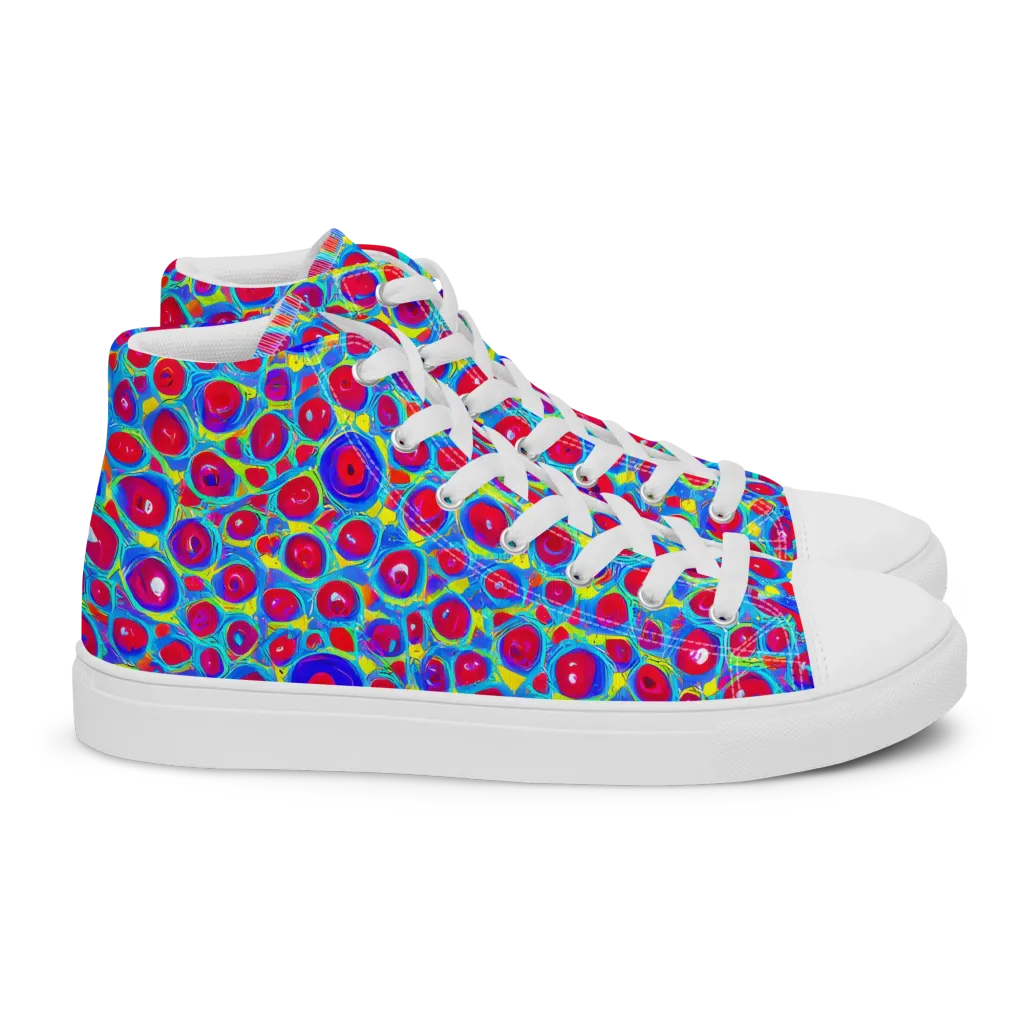 Neon Pebble Riot on Women's High Top Canvas Shoes — Right