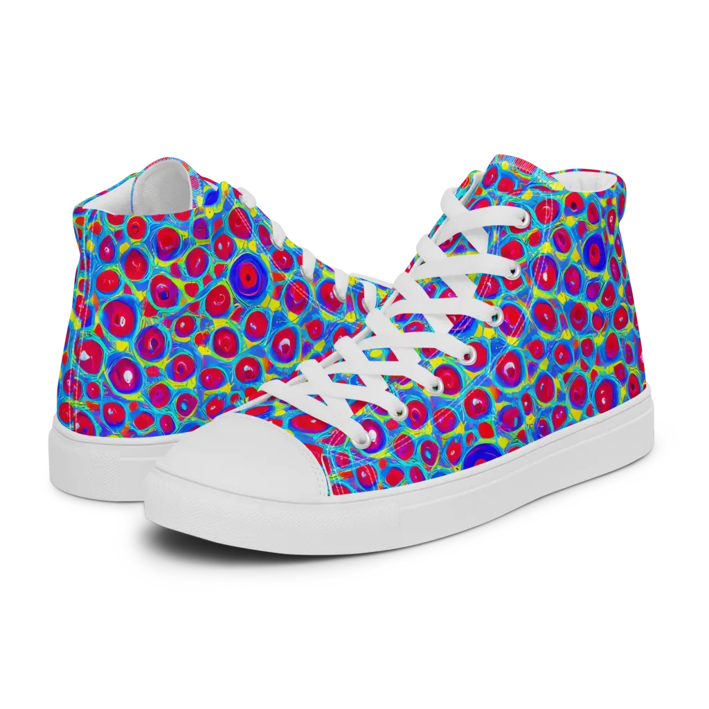 Neon Pebble Riot on Women's High Top Canvas Shoes — Left