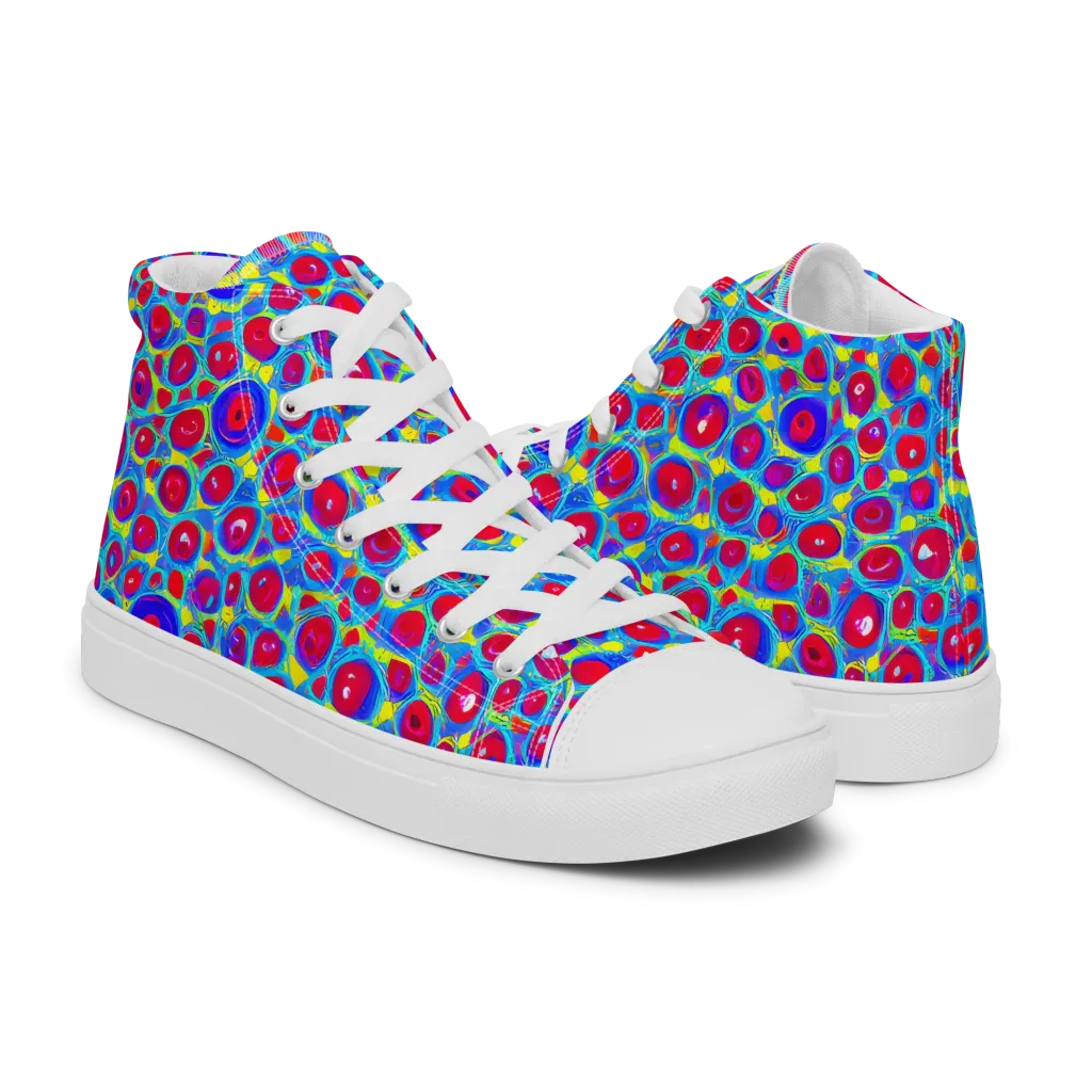 Neon Pebble Riot on Women's High Top Canvas Shoes — Right