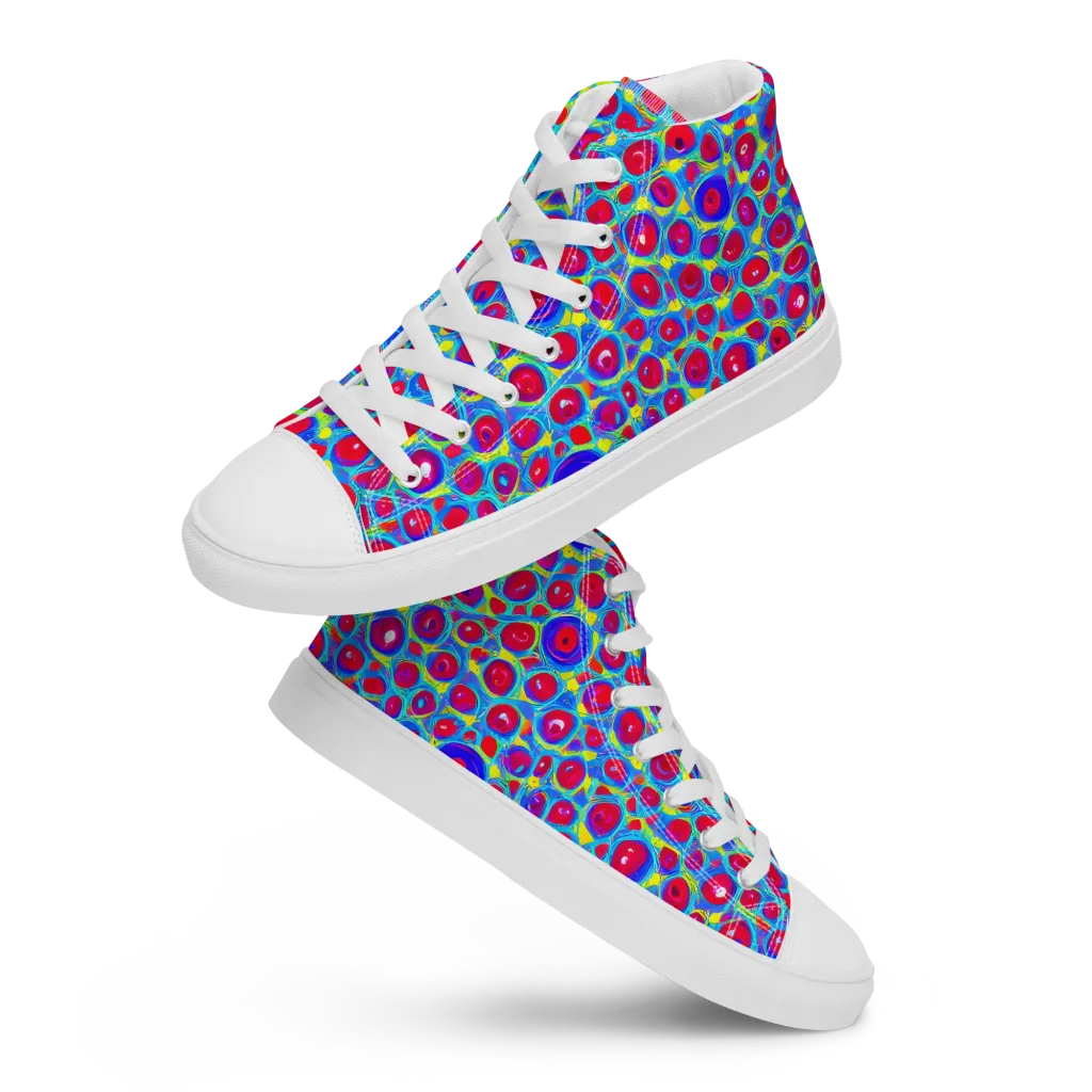 Neon Pebble Riot on Women's High Top Canvas Shoes — Front