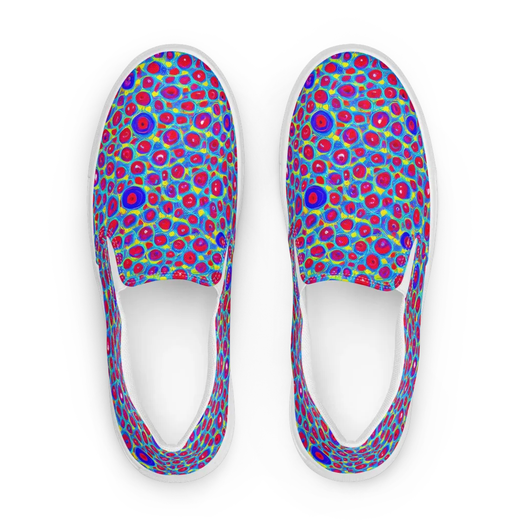 Neon Pebble Riot on Men's Slip-On Canvas Shoes — Front