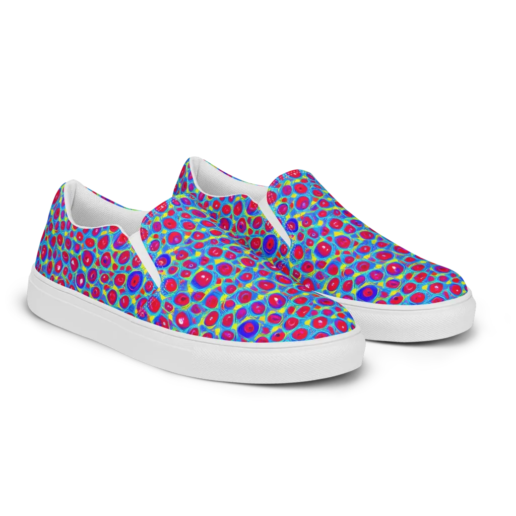 Neon Pebble Riot on Men's Slip-On Canvas Shoes — Right Front