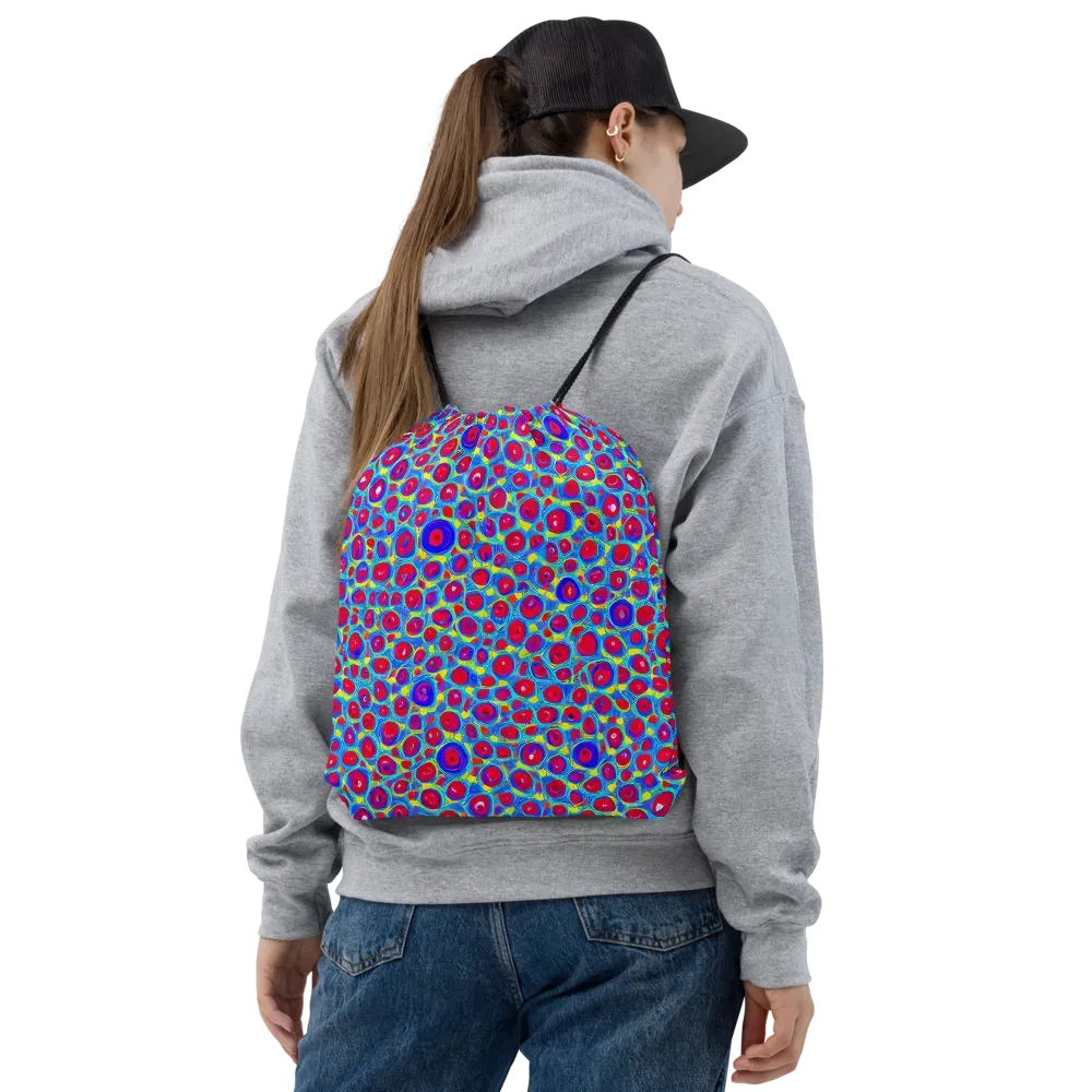 Neon Pebble Riot on Drawstring Bag — Front