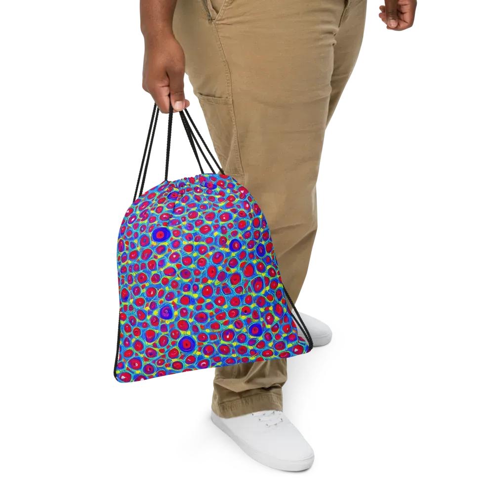 Neon Pebble Riot on Drawstring Bag — Front