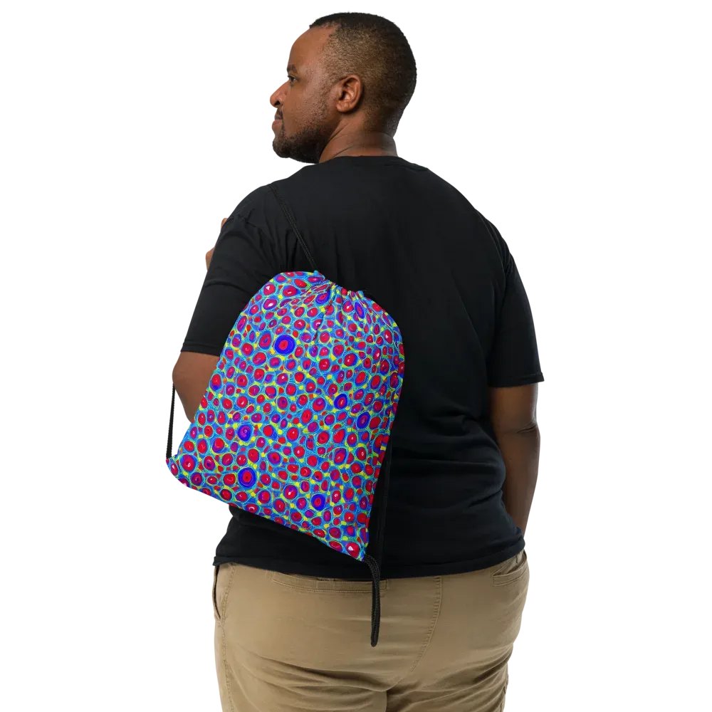 Neon Pebble Riot on Drawstring Bag — Front