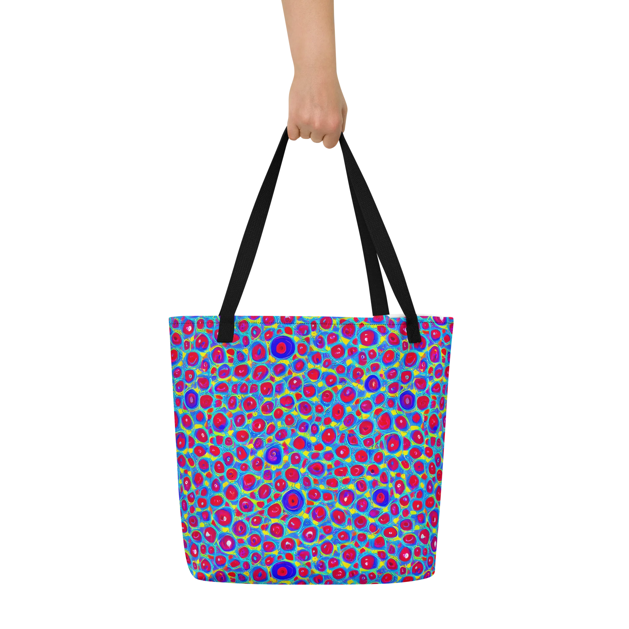 Neon Pebble Riot on Large Tote Bag W/ Pocket — Front