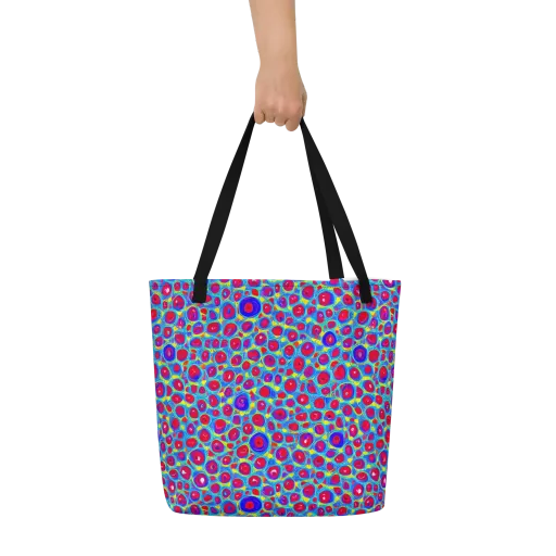 Neon Pebble Riot on a Large Tote Bag W/ Pocket