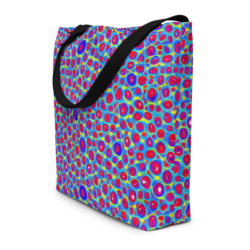 Neon Pebble Riot on Large Tote Bag W/ Pocket — Front