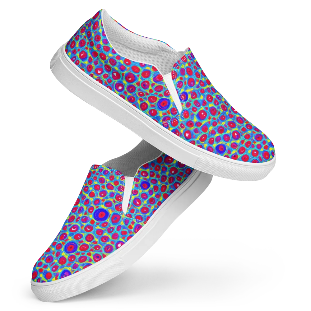 Neon Pebble Riot on Women's Slip-On Canvas Shoes — Front