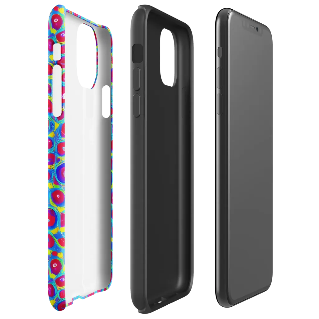 Neon Pebble Riot on Tough Case for iPhone® — Right