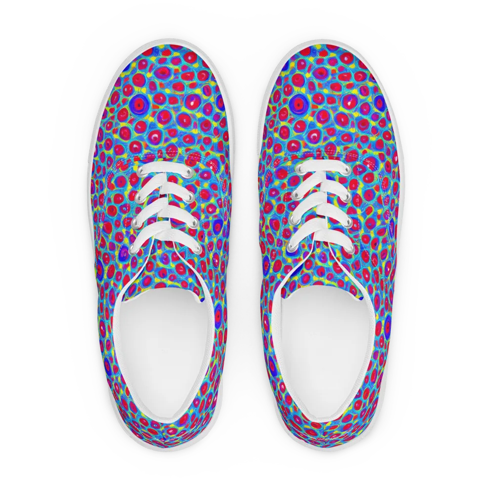 Neon Pebble Riot on Men's Lace-Up Canvas Shoes — Front