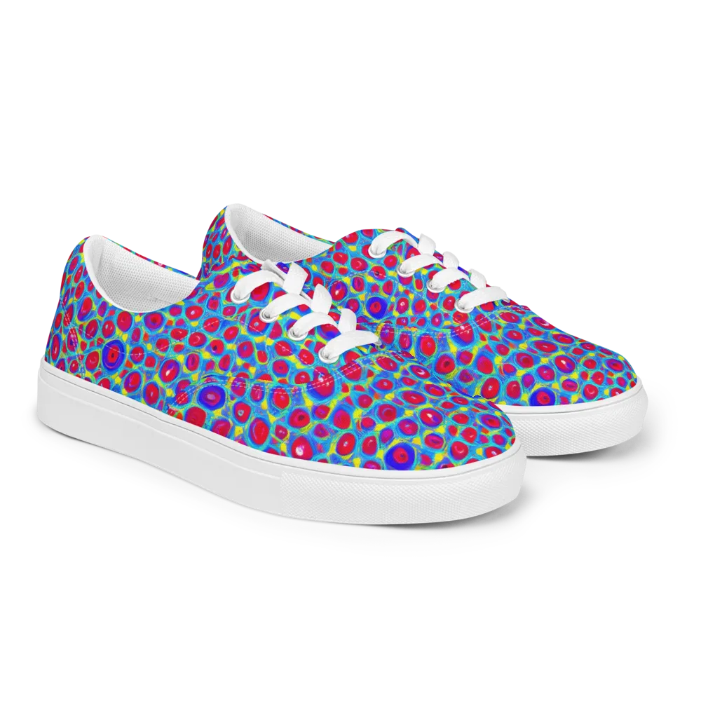 Neon Pebble Riot on Men's Lace-Up Canvas Shoes — Right Front