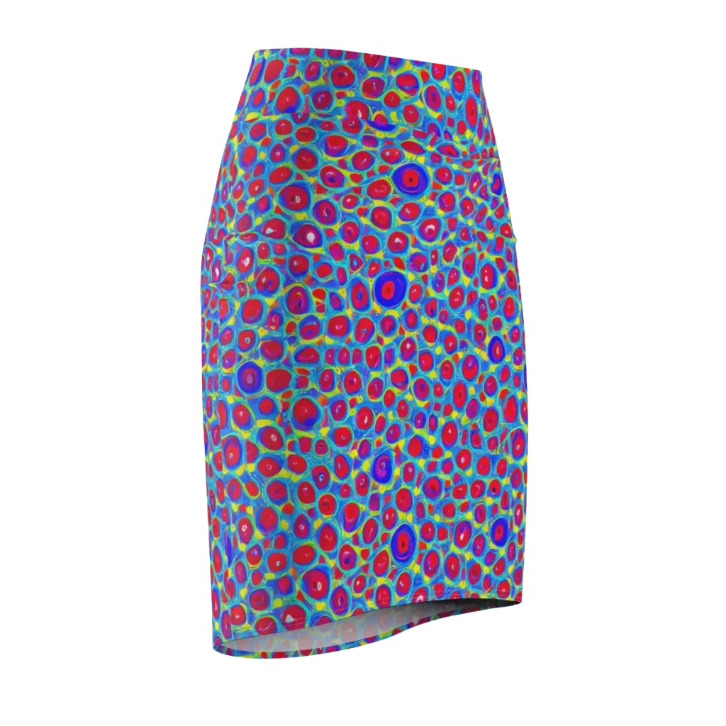 Neon Pebble Riot on Pencil Skirt — Front Side