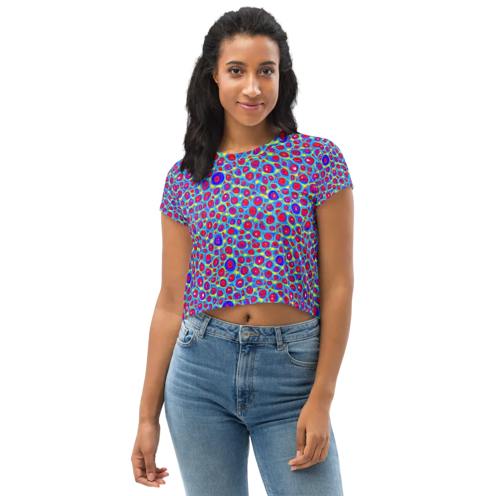 Neon Pebble Riot on Crop Tee — Front