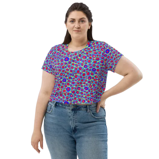 Neon Pebble Riot on a Crop Tee
