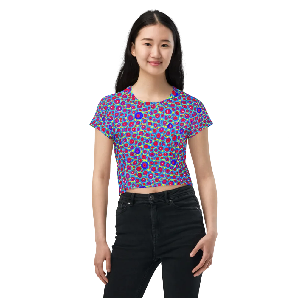 Neon Pebble Riot on Crop Tee — Front