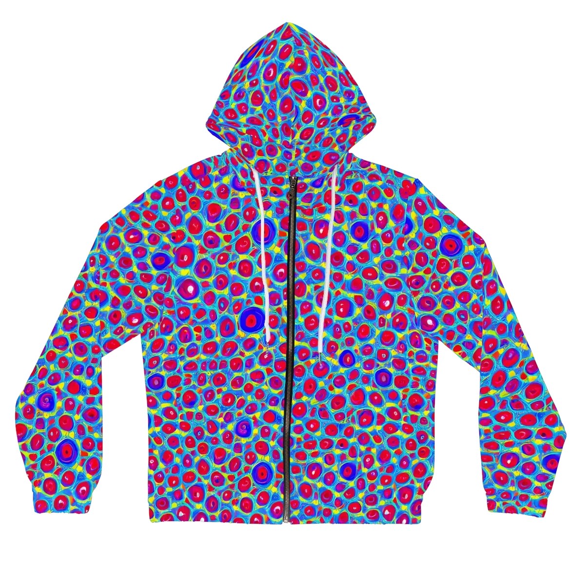 Neon Pebble Riot on Women's Full-Zip Hoodie — Front
